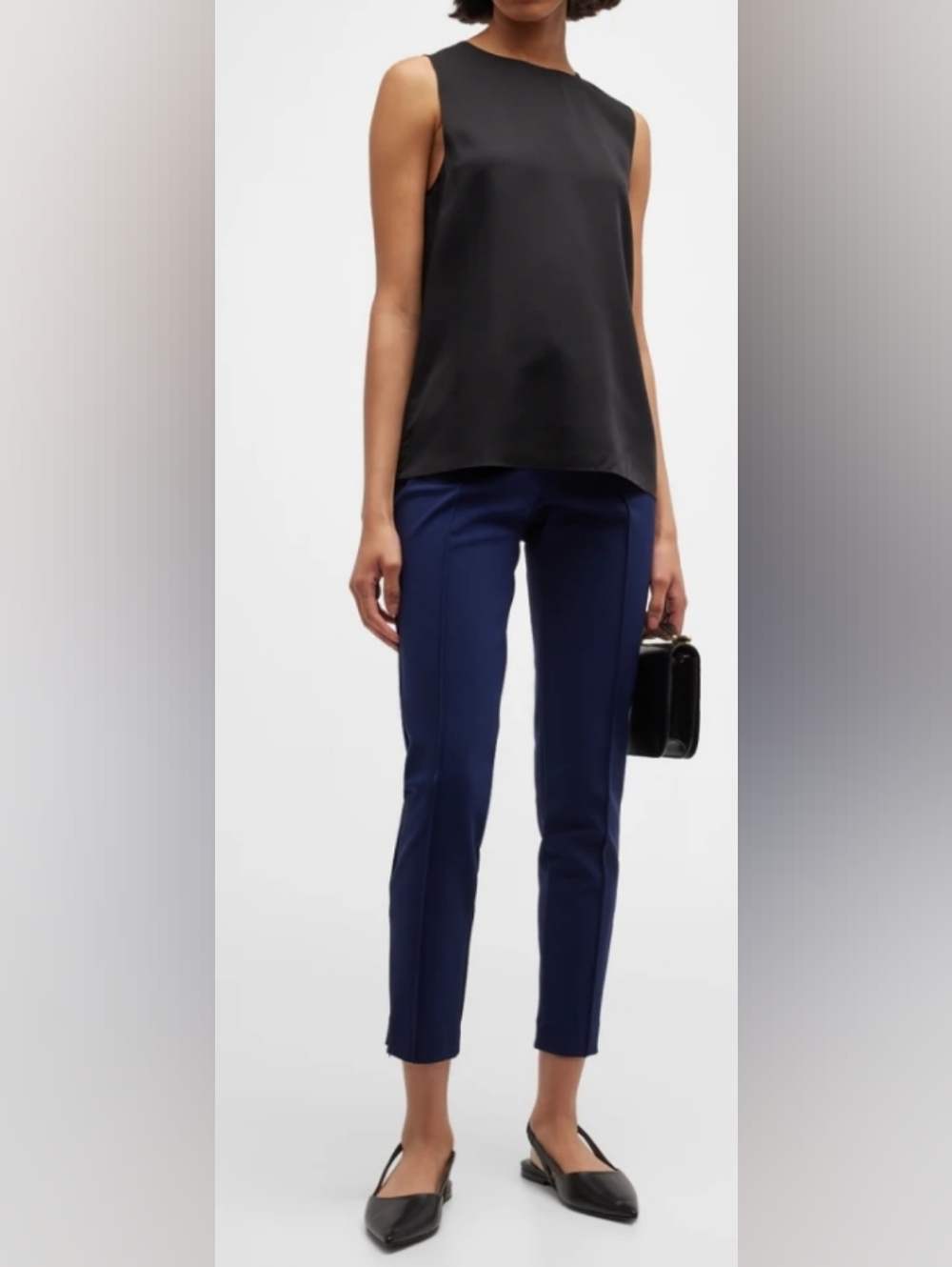 Theory Slate Grey Straight Shell Sleeveless Silk Tank Top Misses Size Large